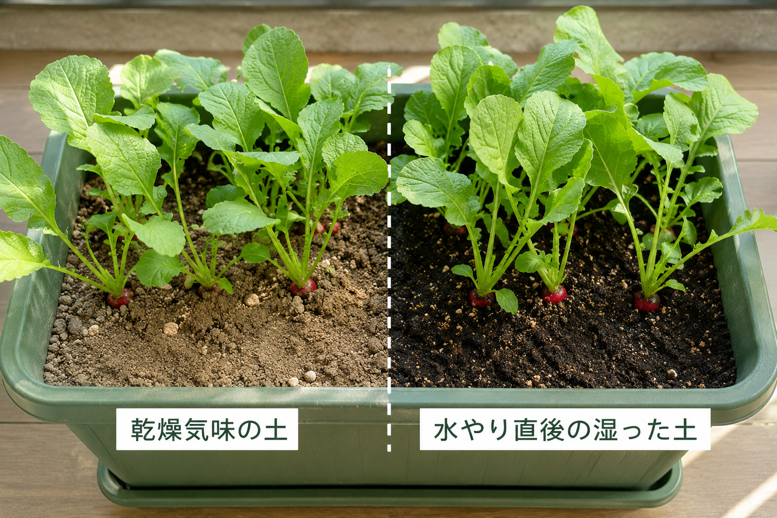 水分の揺れで割れやすくなったラディッシュのイメージ